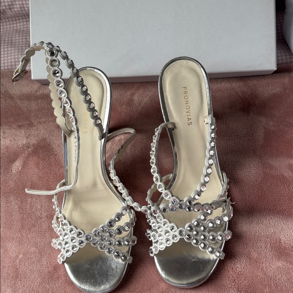 Pronovias Silver Rhinestone Sandals